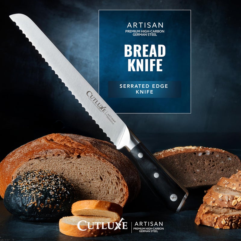 Cutluxe Bread Knife â€“ 10" Serrated Knife for Homemade, Sourdough Bread â€“ Forged High Carbon German Steel â€“ Full Tang & Razor Sharp â€“ Ergonomic Handle Design â€“ Artisan Series - Image 4